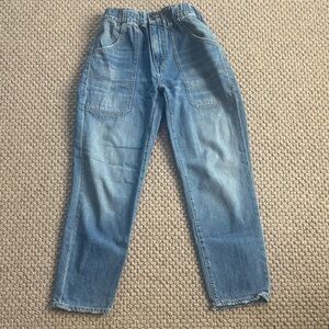 Veronica Beard Arya Blue High-Rise Straight Jeans with Patch Pockets